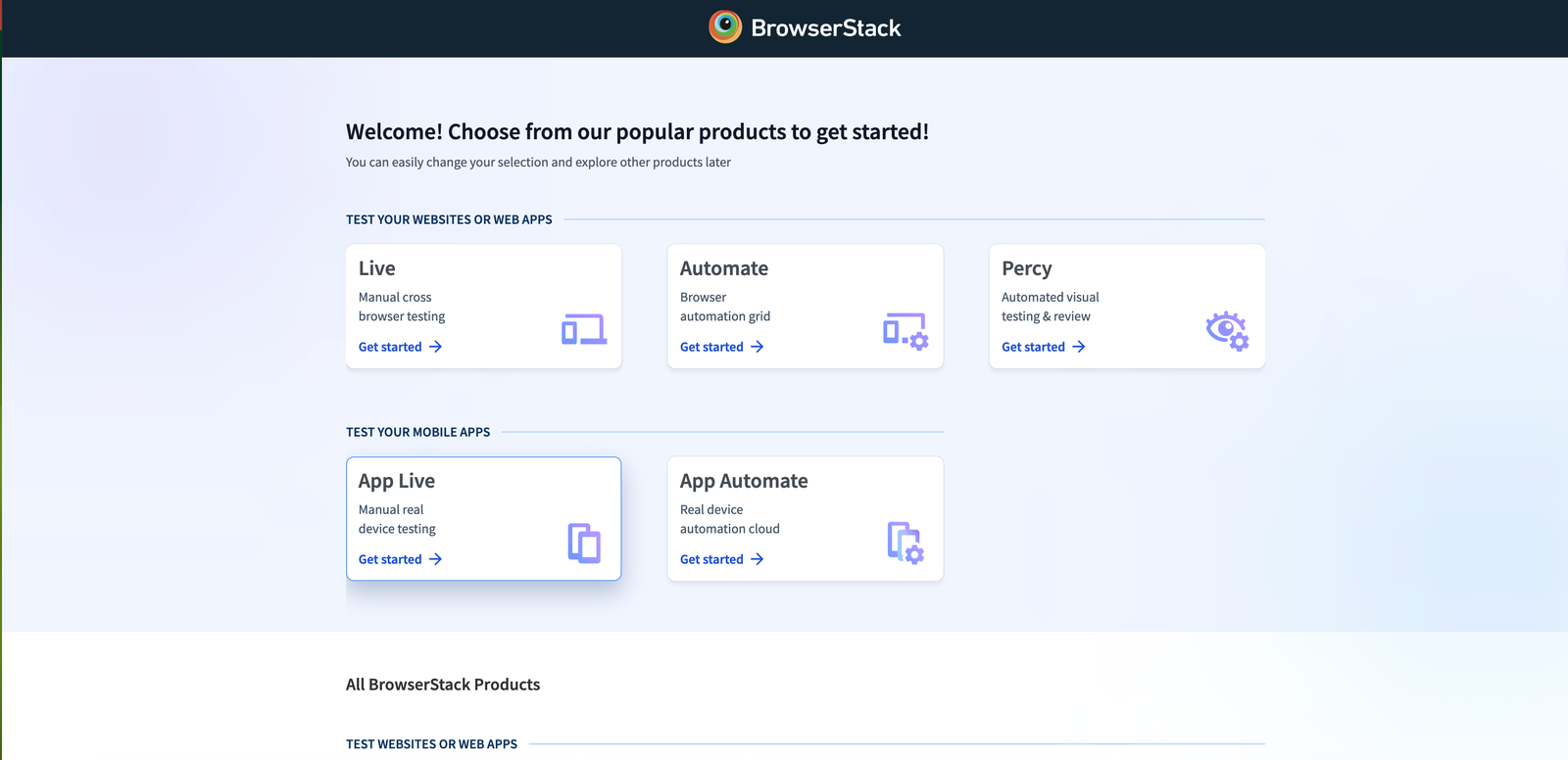 BrowserStack UI